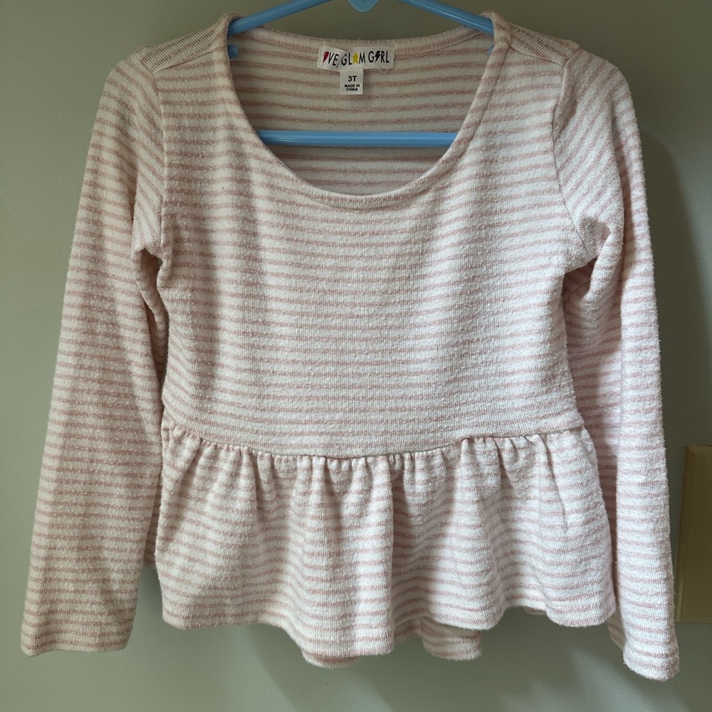 Pink Striped Love, Glam Girl size 3 Kids Top